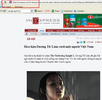 Đường link cùng giao diện giống VnExpress khiến nhiều người tưởng lầm.