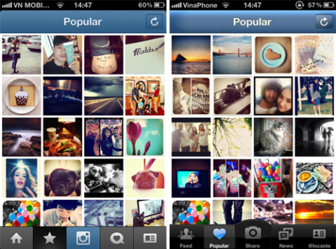 Giao diện duyệt ảnh Popular vẫn giữ nguyên cách sắp xếp ảnh, duyệt ảnh và bình chọn.