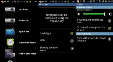 Phần mềm giúp điều khiển máy chiếu được tích hợp sẵn.