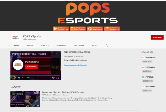 Các chương trình POPS eSports sản xuất sẽ lần lượt ra mắt trên kênh YouTube POPS eSports và ứng dụng POPS.