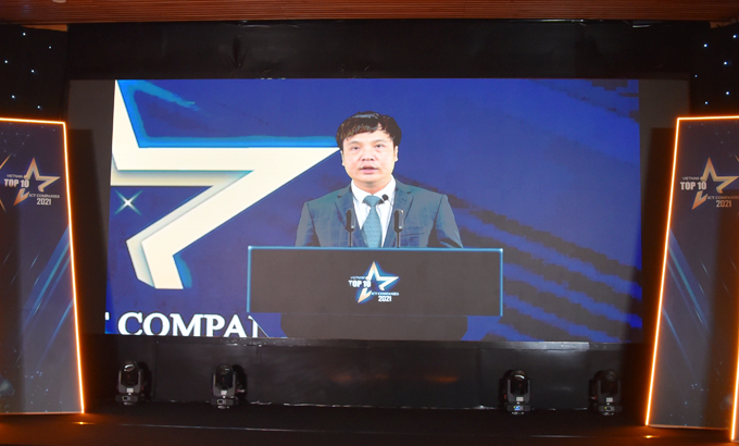 Ông Nguyễn Văn Khoa, Chủ tịch Vinasa, phát biểu trực tuyến tại lễ công bố Top 10 doanh nghiệp CNTT Việt Nam do Vinasa tổ chức.