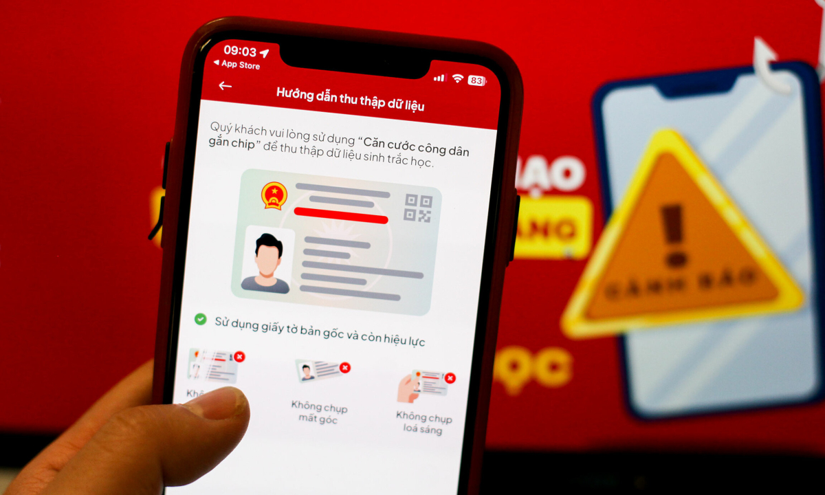 Mạo danh ngân hàng dụ người dùng xác thực sinh trắc học